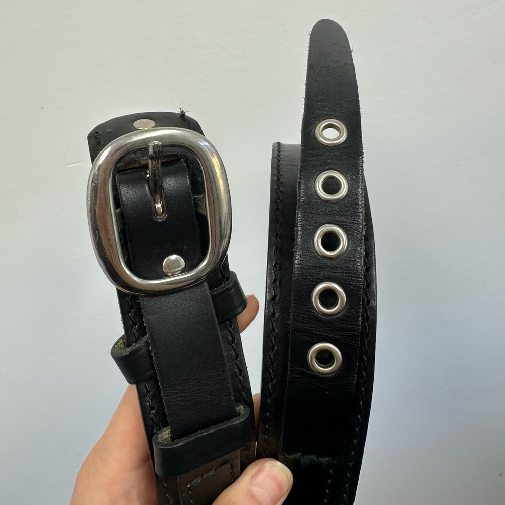 ⛔️SOLD⛔️Losco Of Paris Vintage Black Leather Belt Silver Tone Hardware Adjus - Picture 10 of 14